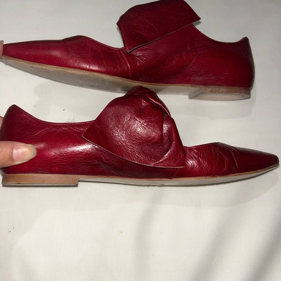 Zara red leather bow knot flats - Picture 5 of 12